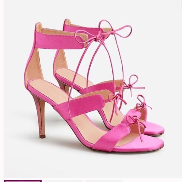 J Crew Collection Rylie Lace Up Heels in Italian Satin NIB - Picture 1 of 13